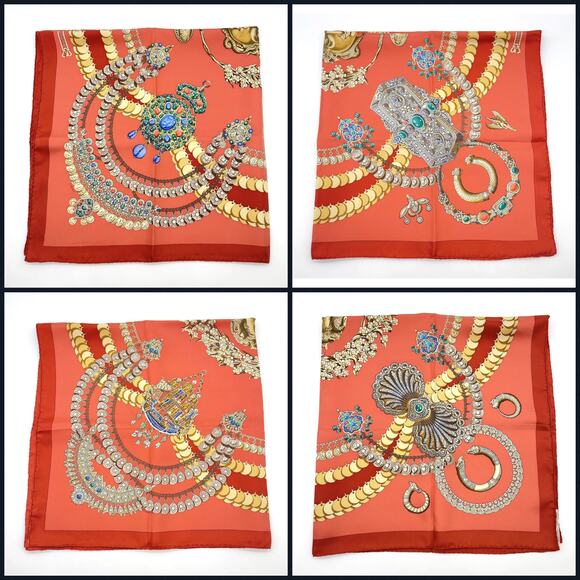 Hermes Carré 90 KOSHIMA Cosima Space J.Abadie Orange Silk Scarf W/Box NWT - Picture 9 of 16